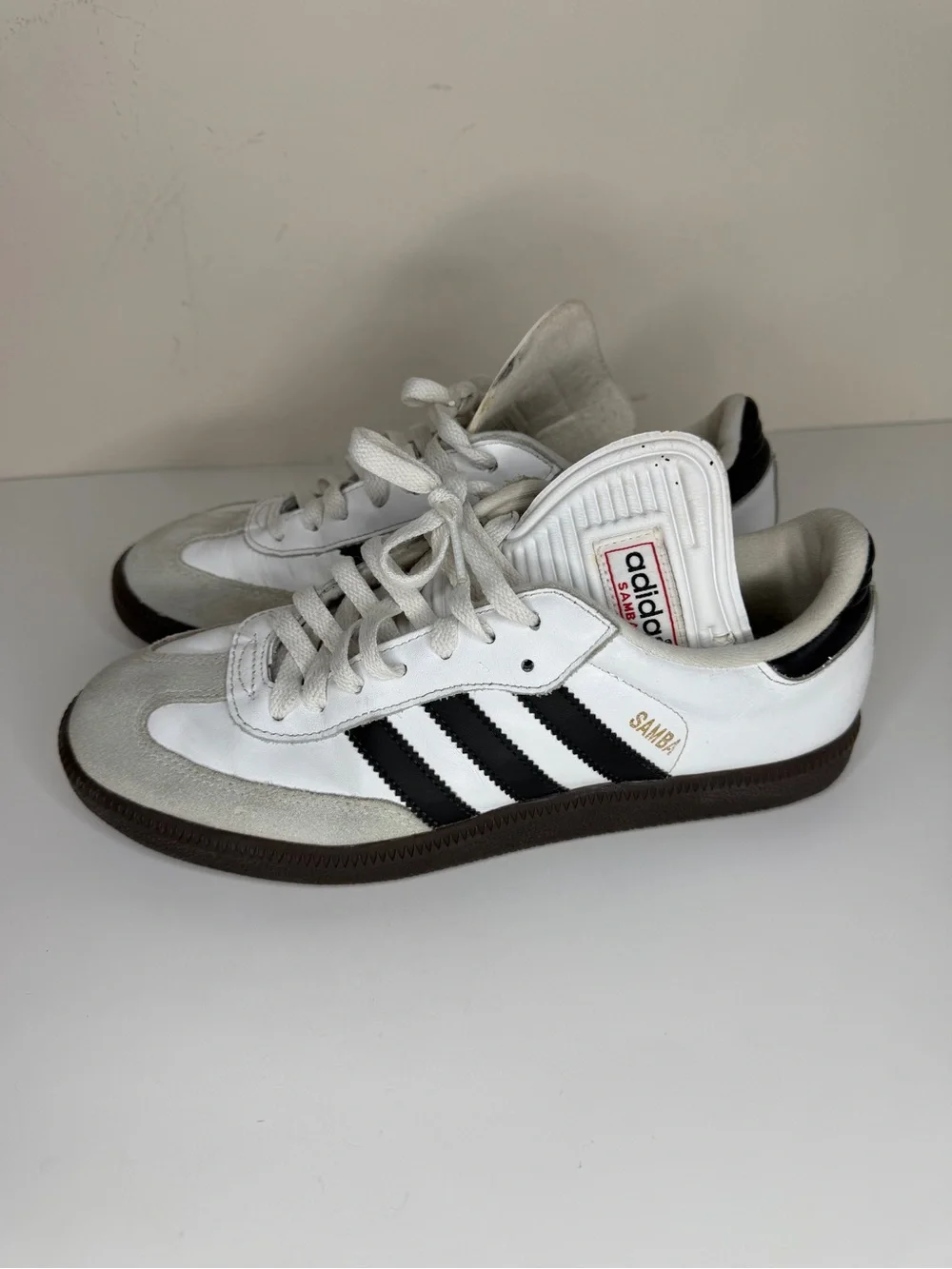 Adidas Samba Classic Mens Size 8 White Black Athletic Leather Shoes Sneakers
